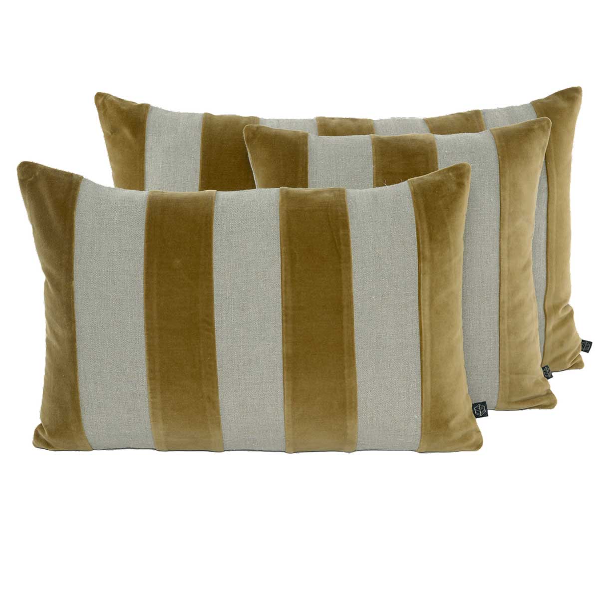 coussin en lin lave  et velours carree brisbane 45x45 cm gold-harmony haomy