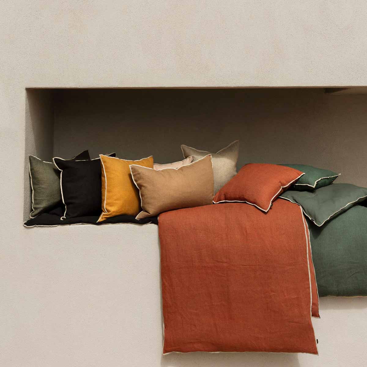 Chennai washed linen cushion cover 45x45 cm - Harmony Haomy