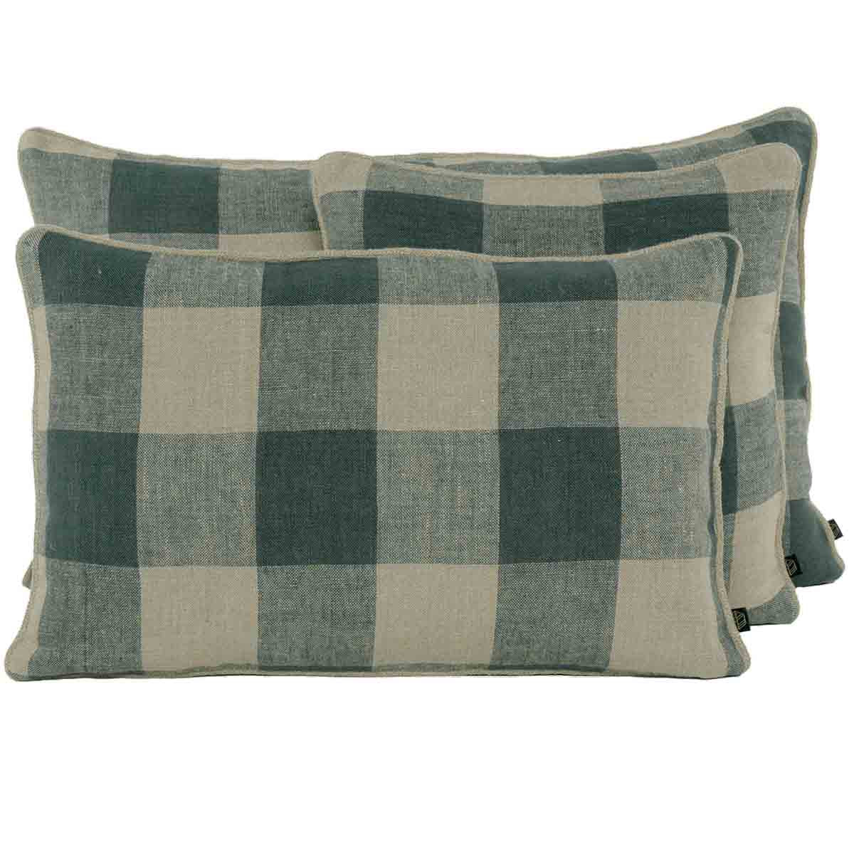 housse de coussin rectangle en lin carreaux palma 40x60 cm pigeon-harmony haomy